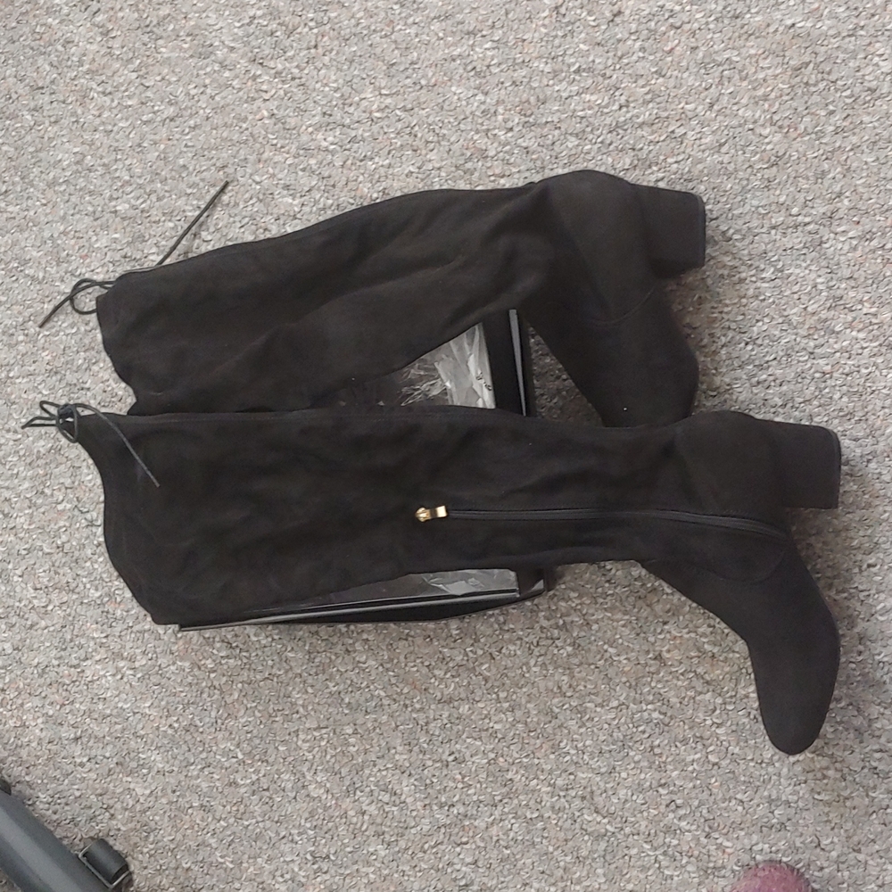 Lulus Di Black Suede Over the knee boots